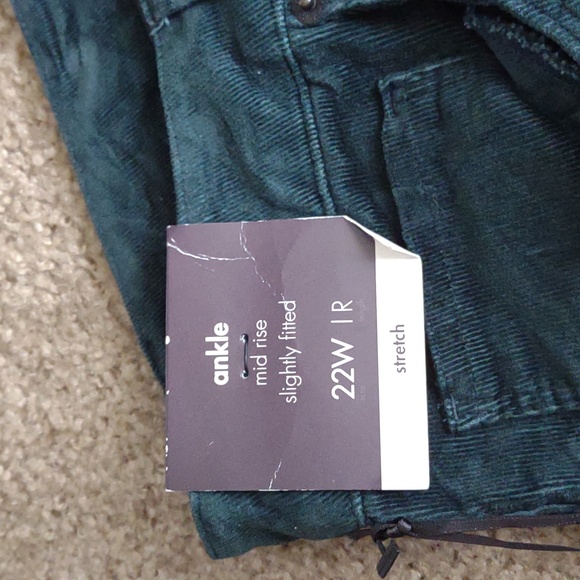Dark Green Corduroy Stretch Pants Sz 22 NWT - Picture 5 of 5